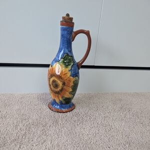 Sunflower Ceramic Oil Dispenser - Blue and Brown
